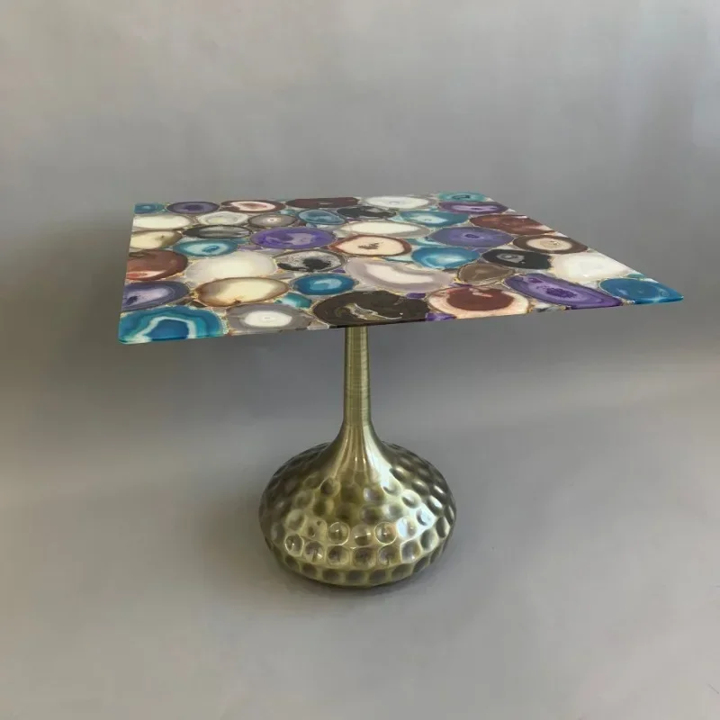 Postmodern light luxury colorful agate coffee table/villa hotel model room large flat floor designer agate edge table