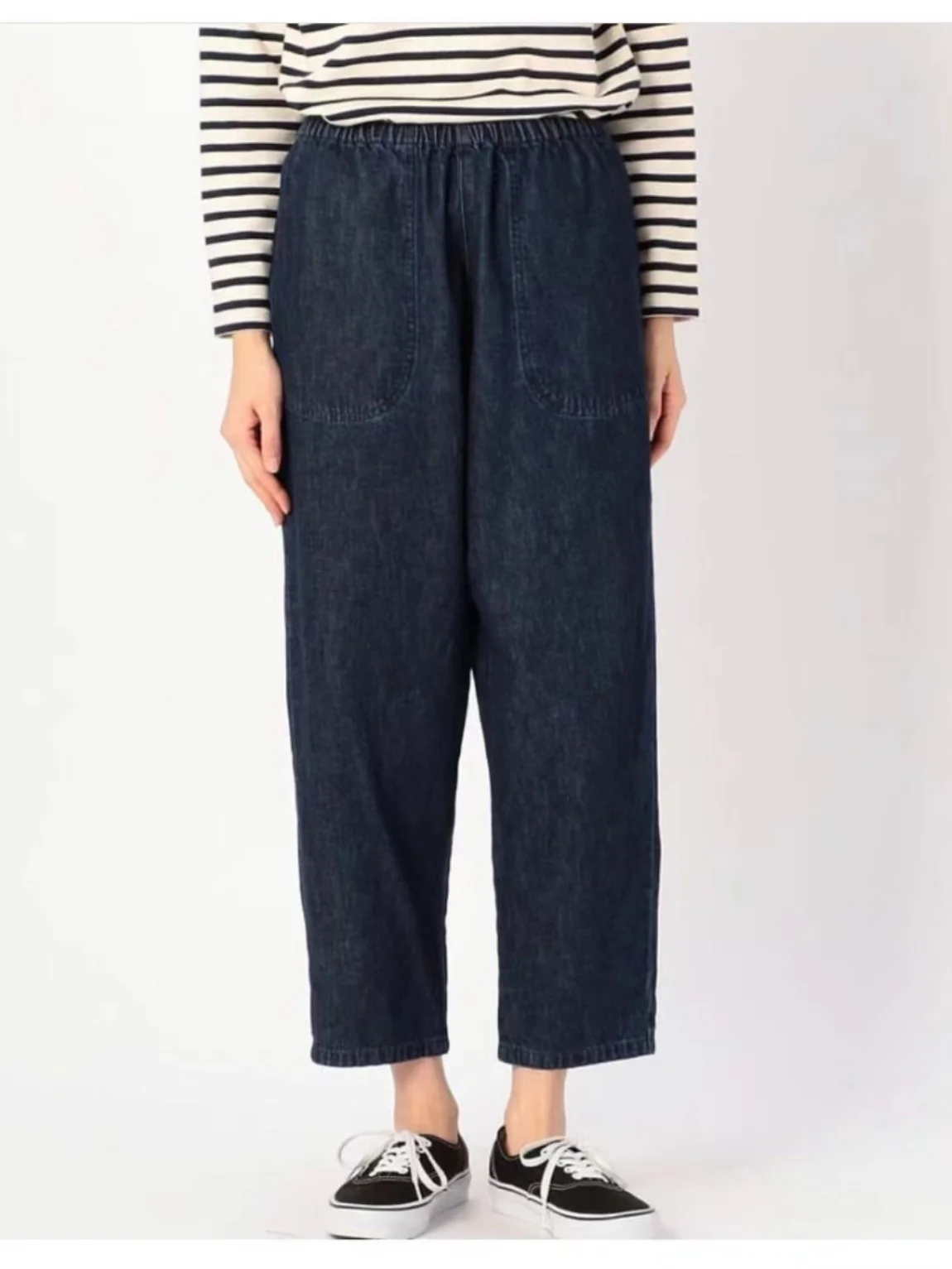 Classic Loose Fit Nine-Tenths Denim Jeans Deep Color Women's Spring Autumn Faion Slimming Harajuku Sle l Waist