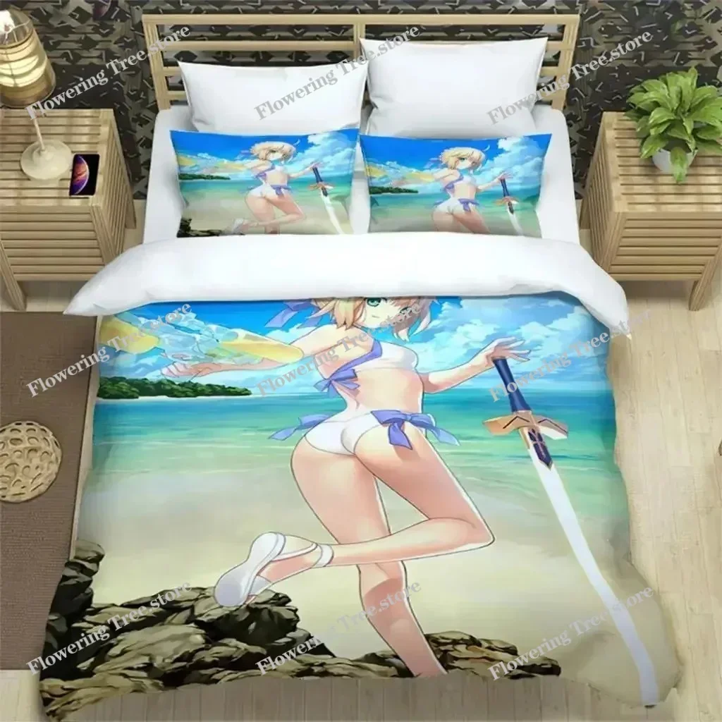 Fatestay Night HD Print Three Piece Bedding Set Fashion Article Boys or Adults for Beds Quilt Covers Pillowcases Gift029