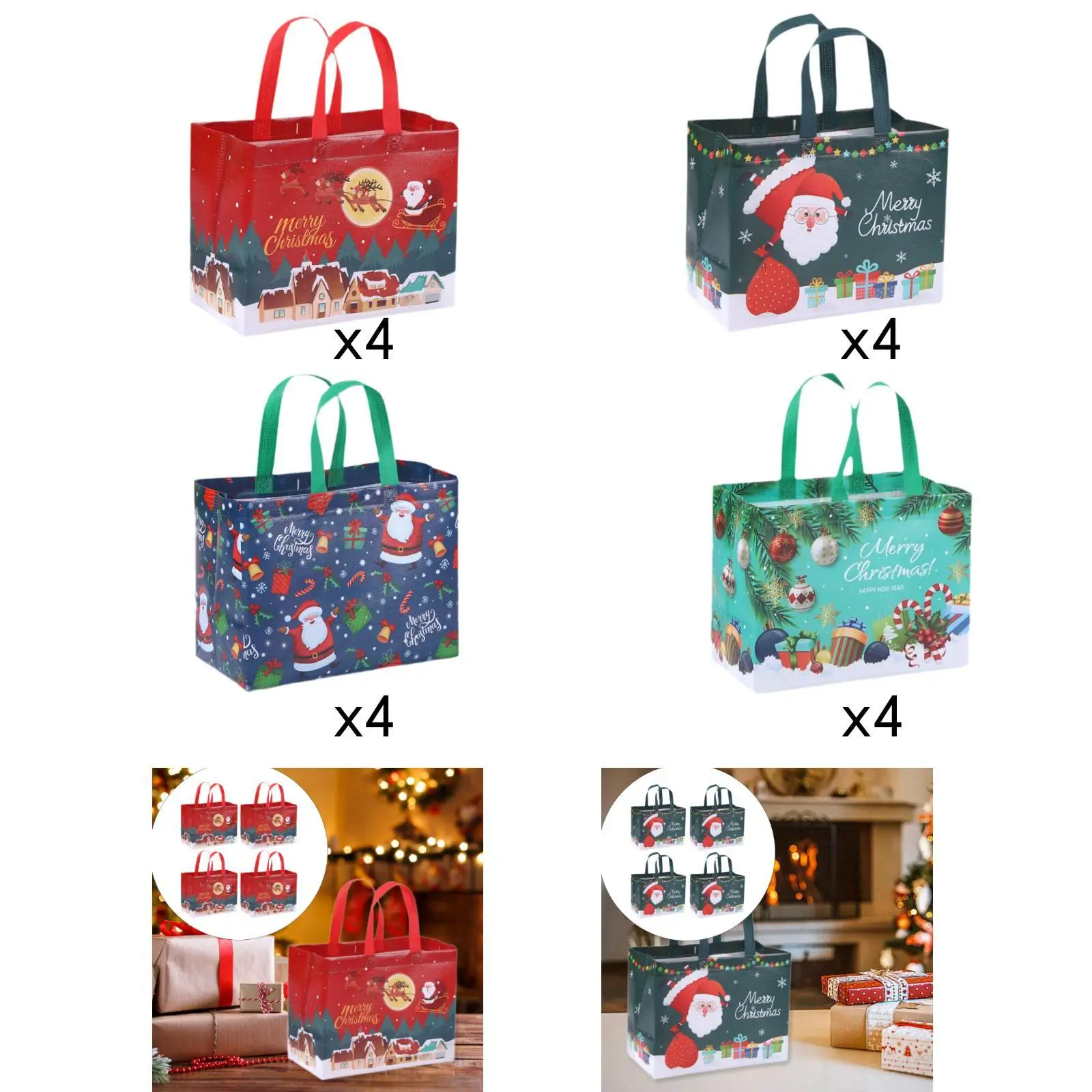 4 Pack Christmas Gift Bags Large Capacity Multifunctional Bags