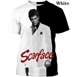 Film Scarface t-shirt z okrągłym dekoltem 3D z nadrukiem Tony Montana t-shirty męskie/damskie modne letnie topy z krótkim rękawem odzież Unisex