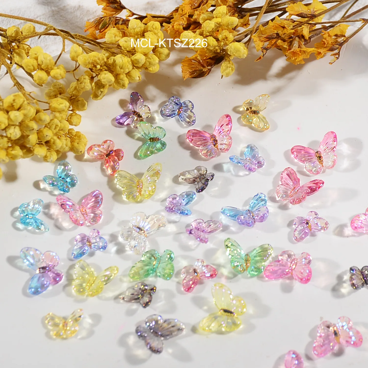 50 pezzi arcobaleno farfalla decorazioni per unghie Mini resina 3D strass caramelle accessori per unghie