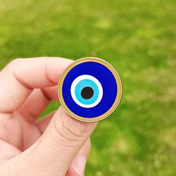 Evil Eye Accessories Brooch Glass Photo Handmade Silver Bronze Amulet Metal Pins for Unisex Gift