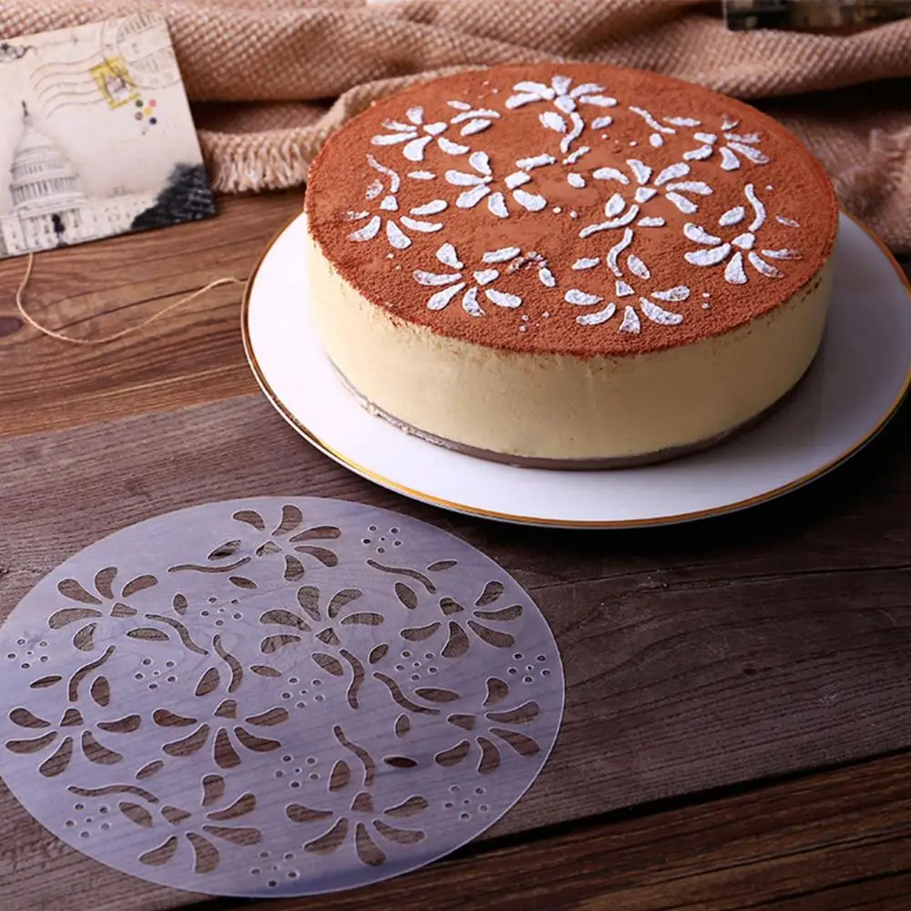 Baking 4Pcs Fondant Decorating Tool DIY Sugar Sieve Art Cake Decorating Tool Spray Molds Bakeware Template Cake Stencil Set