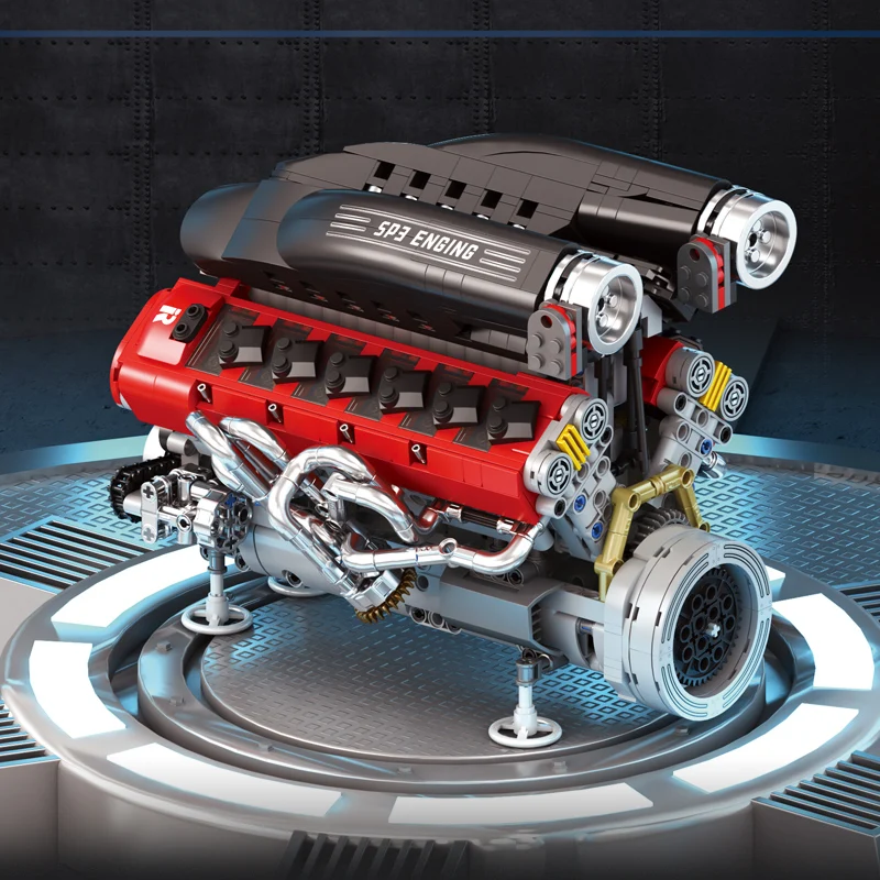 

SP3 V12 Engine MOC Sports car Building block model High difficulty assembly Technology Machinery Series Toy Gift
