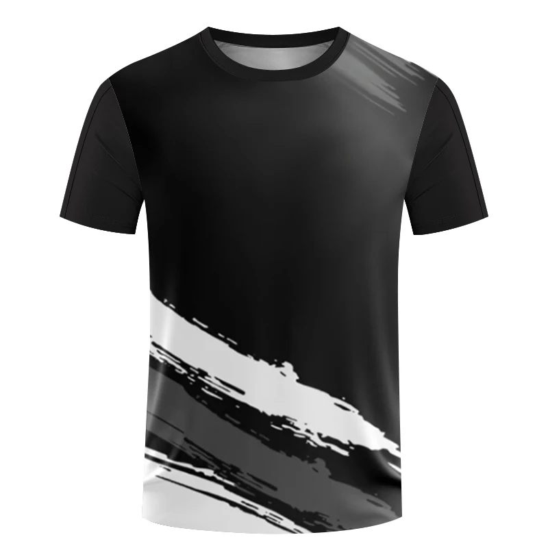 Summer New Table Tennis Wear Striped Printing Fitness Wear Men\'s Sports Short Sleeve Quick Drying Sweat-absorbing Large T-shirts