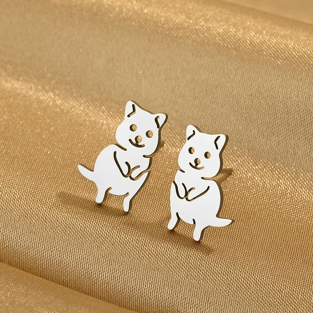 Cute Tiny Quokka Stud Earrings for Women Fashion Men Punk Black Australian Quokka Rodent Animal Stainless Steel Jewelry Earrings