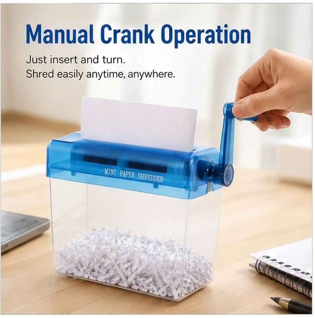 1Pcs Manual Hand Shredder Mini Desktop Paper Cutter Document Shredder Office Portable Lightweight Home Confidentiality Enhancer