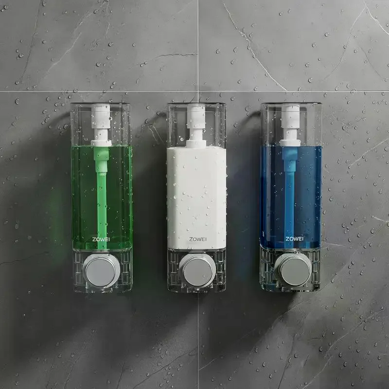 Transparent Wall-Mounted Hand Sanitizer Dispenser No Damage to Wall Punch-Free Soap Holder for Renter Household Bathroom