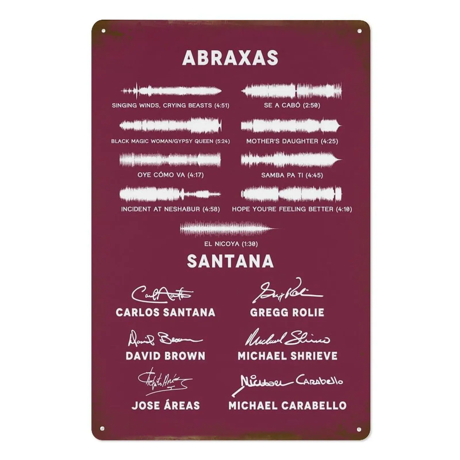 carlos santana Metal Tin Sign Poster  Painting Sign Funny Wall Vintage Art Decor Retro Plaque For Home Bar Pub Club Cafe Decorat