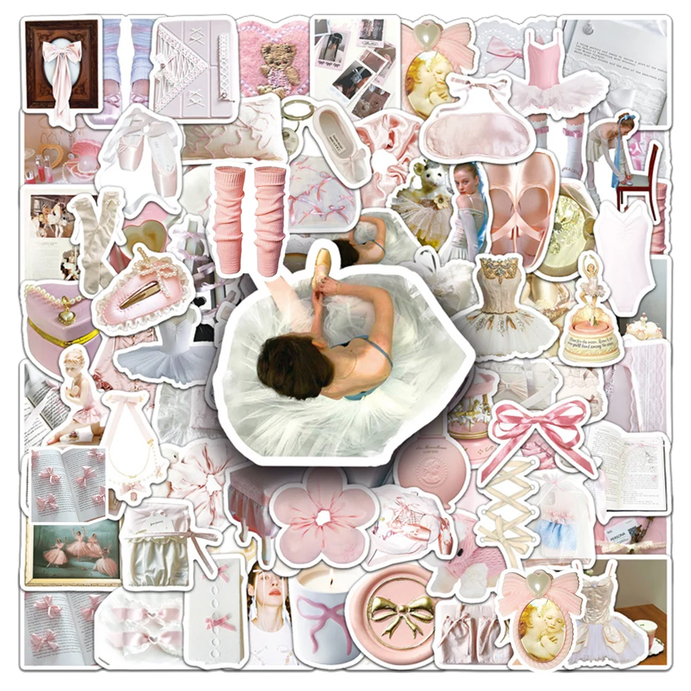 

10/30/50/100pcs INS Cartoon Ballet Girl Aesthetic Stickers Waterproof Kid DIY Suitcase Scrapbook Guitar Cute Decoration Sticker