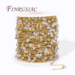 14K Gold Plated Spool Chains,Metal Zircon Crystal Chains 1mm/1.6mm Wholesale High Quality DIY Handmade Jewellery Making Supplies