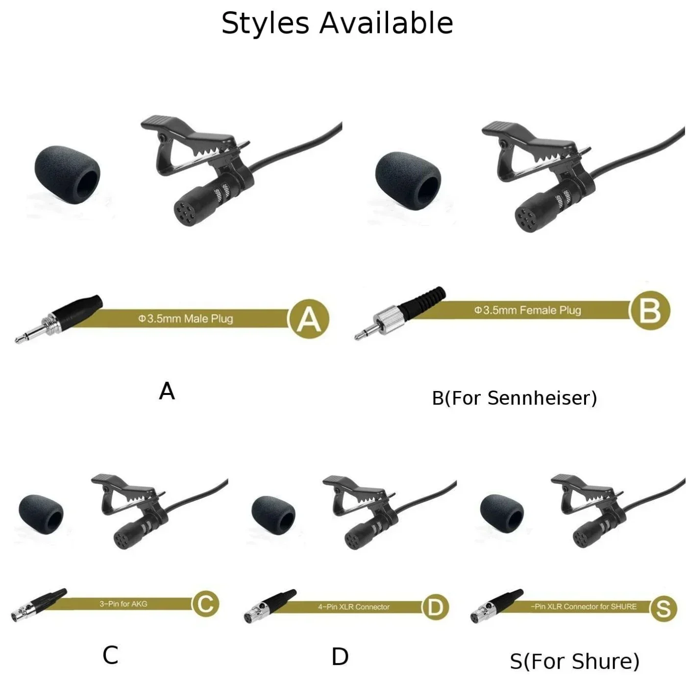 

Black Lavalier Lapel Microphone 3.5 Mm XLR 3 Pin XLR 4 Pin Detachable Tie-clip For Wireless System Suitable For Stage Church