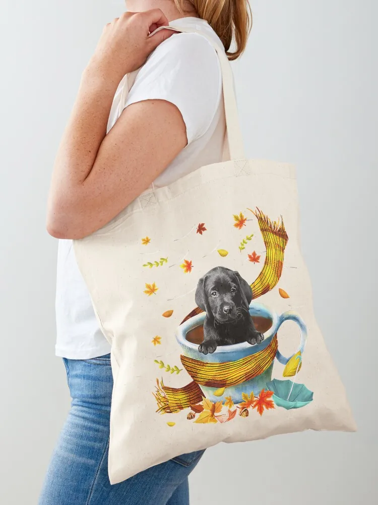 Labrador in coffee cup Tote Bag Shopping bags reusable shopping bags the tote bag tote bags aesthetic Canvas Bag