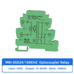 MRI-05D24 100KHZ PLC LED Optocoupler Relay 5VDC 8mA Input Output 14-30VDC 50mA Interface Voltage Relay Module DIN for Automation