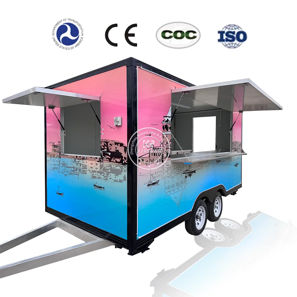 Customized Mobile Catering Trailer Fully Equipped Food Truck With Full Kitchen Concession Fast Food Trailer For Sale