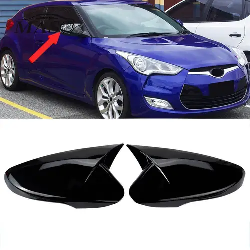 2 uds tapa de cubierta de espejo retrovisor negro brillante para Hyundai Veloster 2012 2013 2014 2015 2016 2017 cubierta de espejo lateral