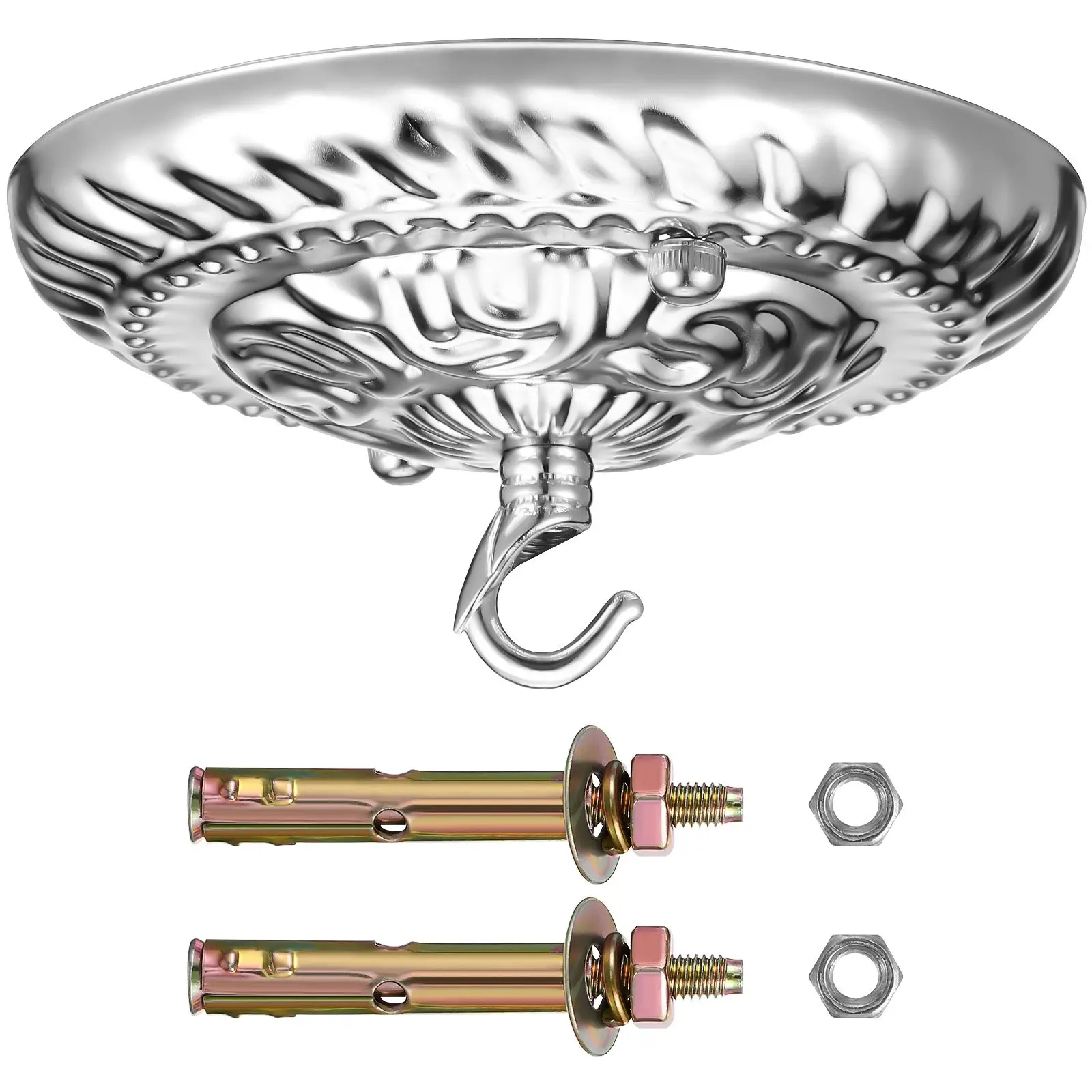 

Heavy Duty Chandelier Hook Silver Durable Ceiling Plate Retro Lamp Vintage Style Sturdy Hook Light Holder Suitable for Cafe Bar