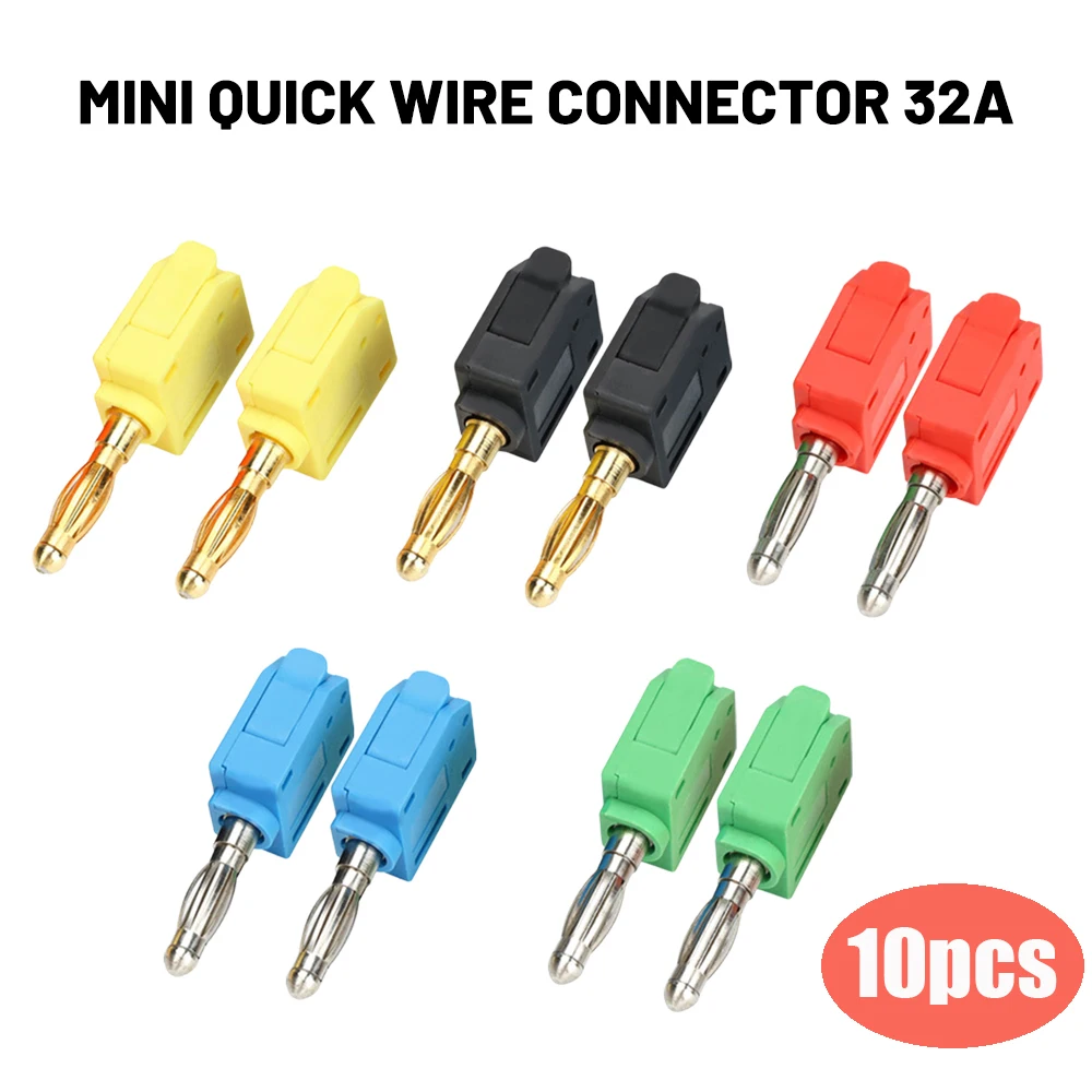 

10PCS 4mm banana plug 32A Pure CopperGold Plated Musical Speaker Cable Wire Pin Banana Plug Connectors