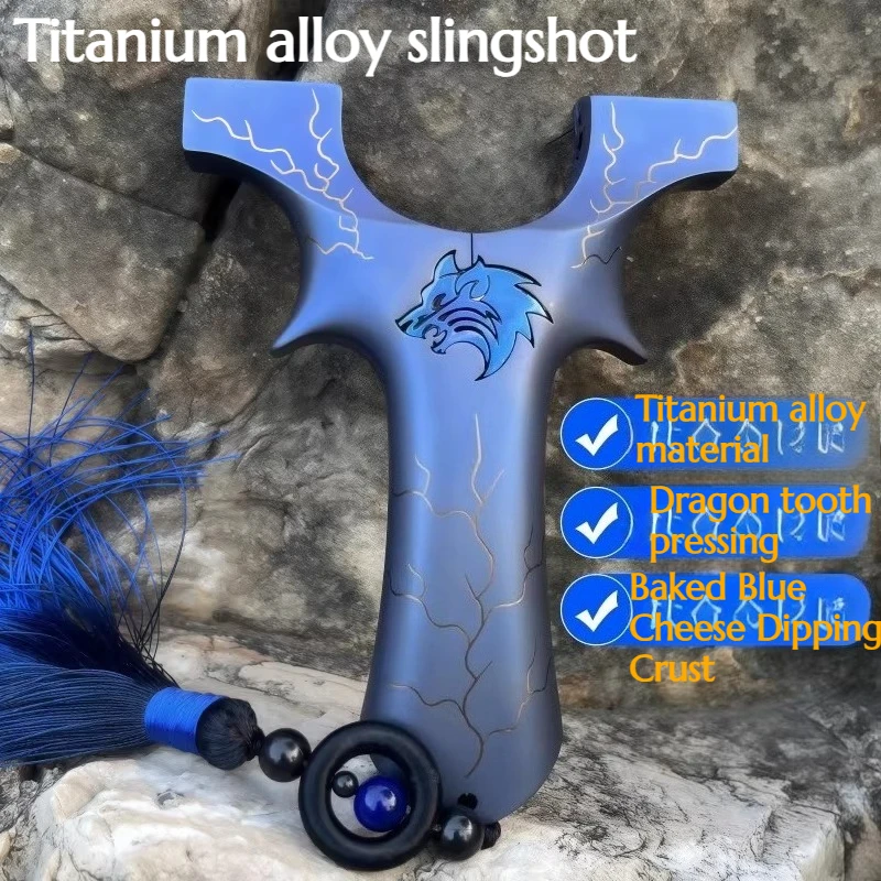 

NEW Titanium Alloy Blue Dragon Tooth Fast Pressure-flattening Leather Slingshot High Power High-grade Outdoor Hunting Equipment