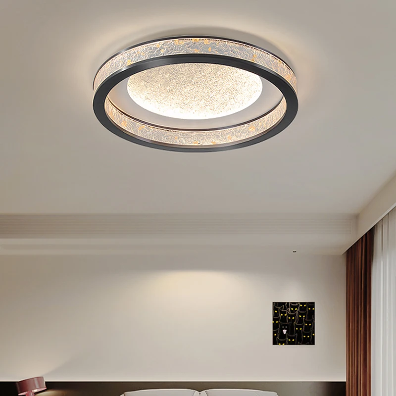 Italian Light Luxury Bedroom Ceiling Light Modern Eye Protection Glacier Pattern Study Bedroom Lamp Simple Indoor Lighting Lamps