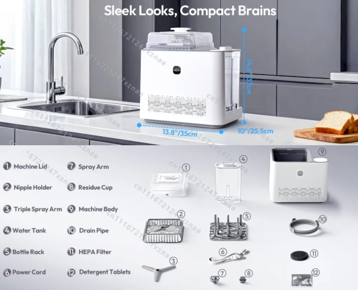 Dryer Storage Cabinet 49 Minute Powerful Washing，Baby Feeding Essentials 4 in 1 Bottle Cleaning Machine Washer Sterilizer