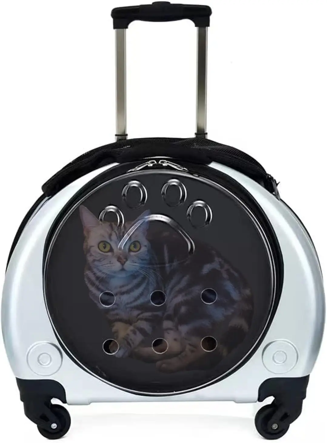 Pet Trolley Case - Transparent Pet Carrier, Portable Transparent Cat Bag with Wheel,Cat Walker