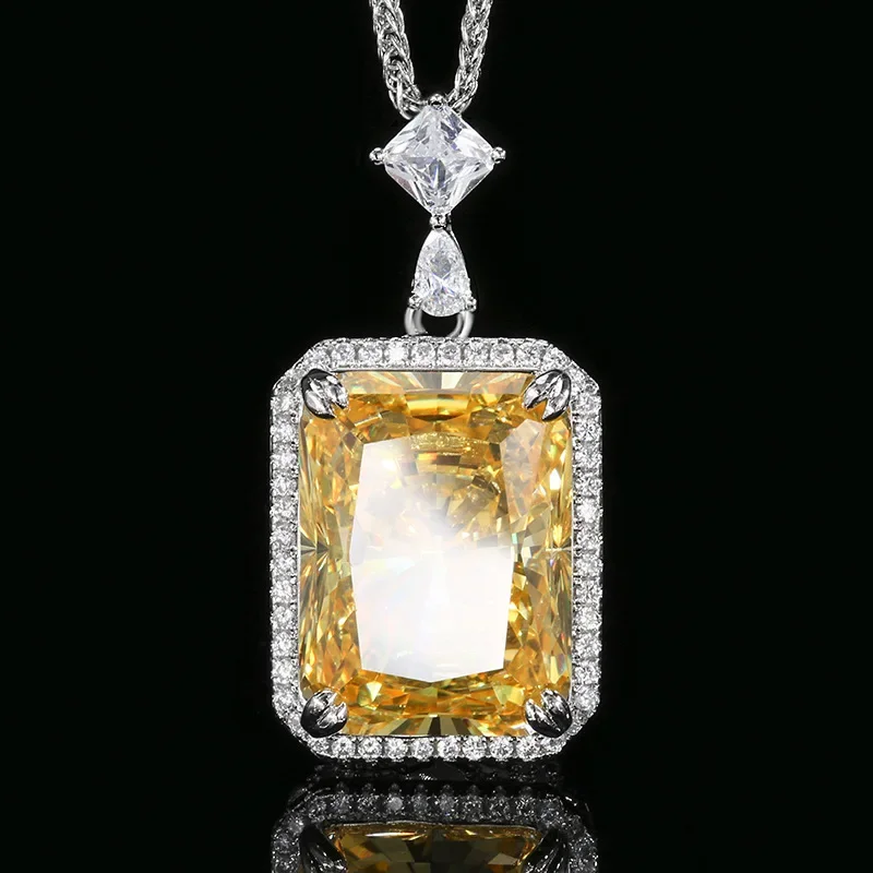 

Stunning Yellow Cushion Cut Adjustable Rings Necklaces Exquisite Fashion Simplicity Jewelry for Women Korean Style Luxury Pretty