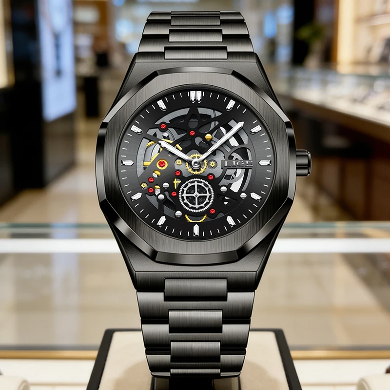 LIGE Top Luxury Watches Men Fashion Arabic Quartz Wristwatches 30M Waterproof Luminous Steel Business Mens Watch Gift Reloj 2026