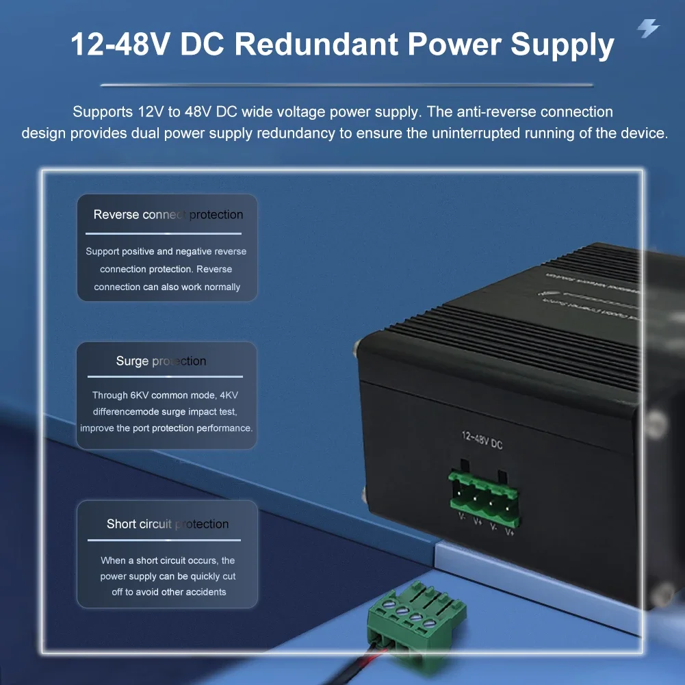 Mini Industrial Gigabit Ethernet Switch -  10/100/1000Mbps Ethernet to  Switch With 10  RJ45 Ports