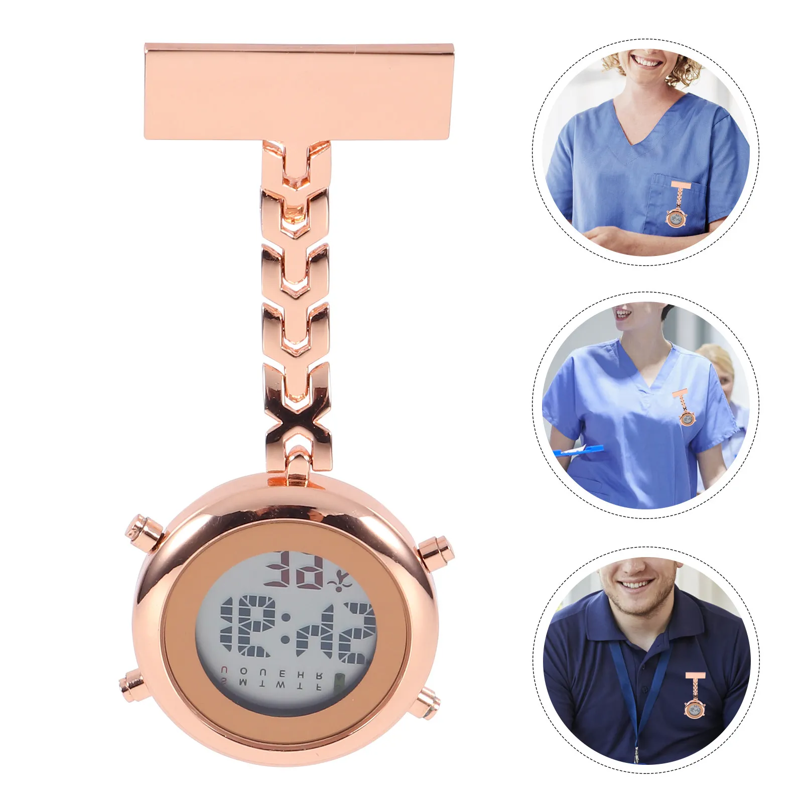 Premium Alloy Digital Nurse Watch Hanging Fob Style Lapel Pin Watch for Doctors Nurses Staff Birthday Christmas Gift