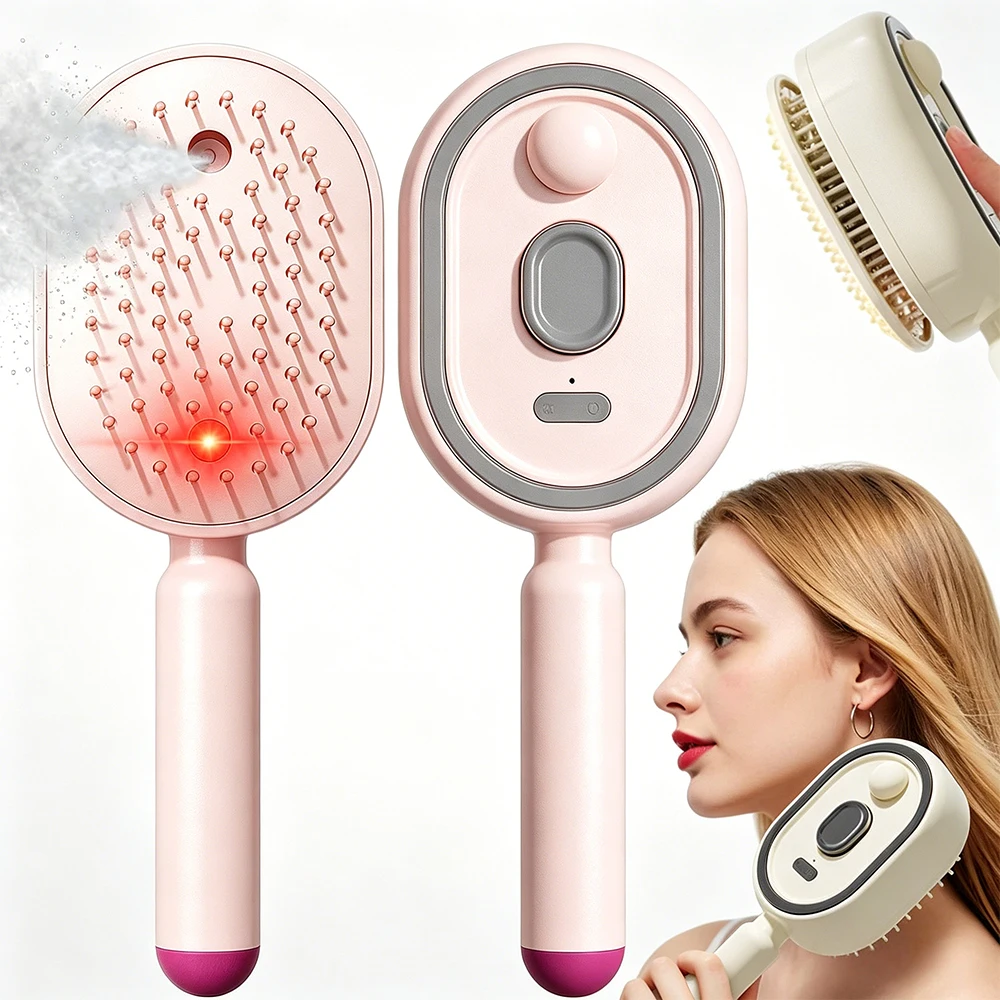 Electric Spray Massage Hair Brush, Rechargeable Detangling Electric Steam Brushs for Hair for Reduce Frizz, Nourishes Hairs