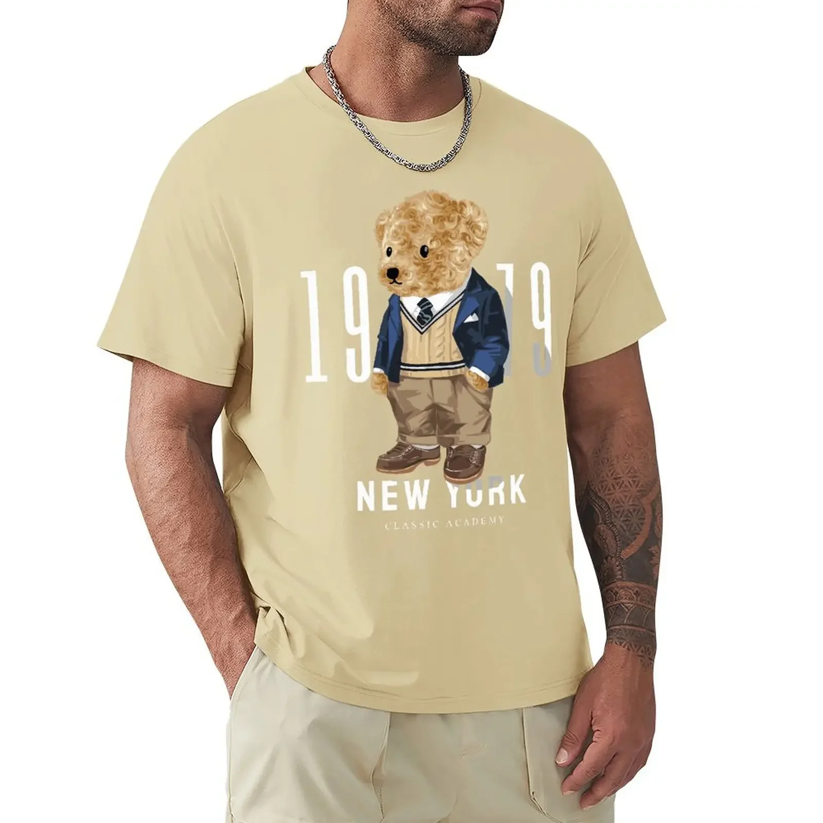 New York 1979 Cute Teddy Bear T Shirt Harajuku Short Sleeve T-shirt 100% Cotton Graphics Tshirt Tops