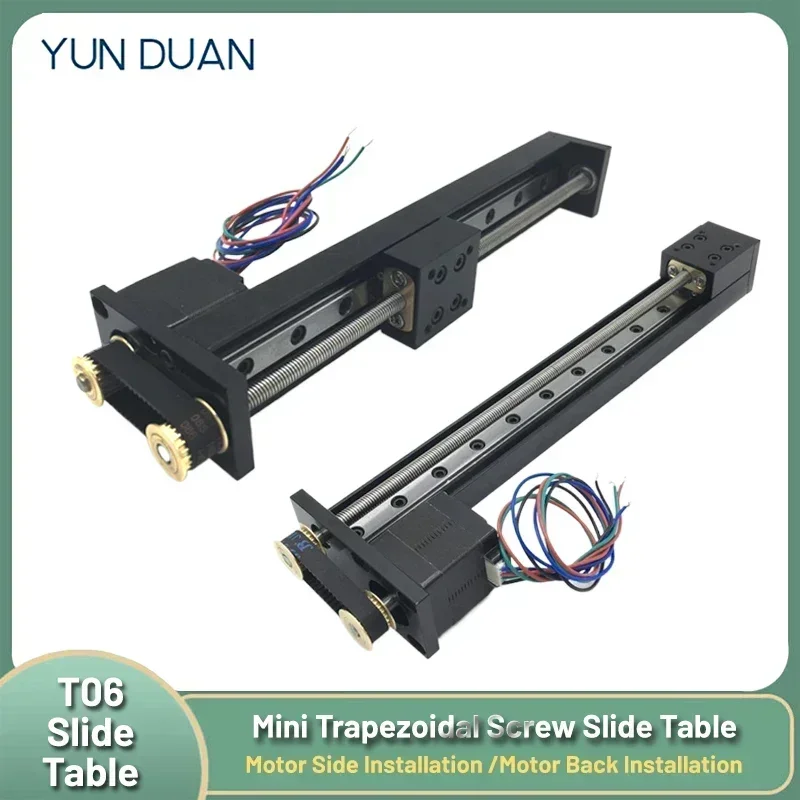 

YunDuan T-type Linear Rail Stage Mini Motorized Synchronous Belt Sliding Table Linear Guide Rail Table Motor Side/ Back Mounted