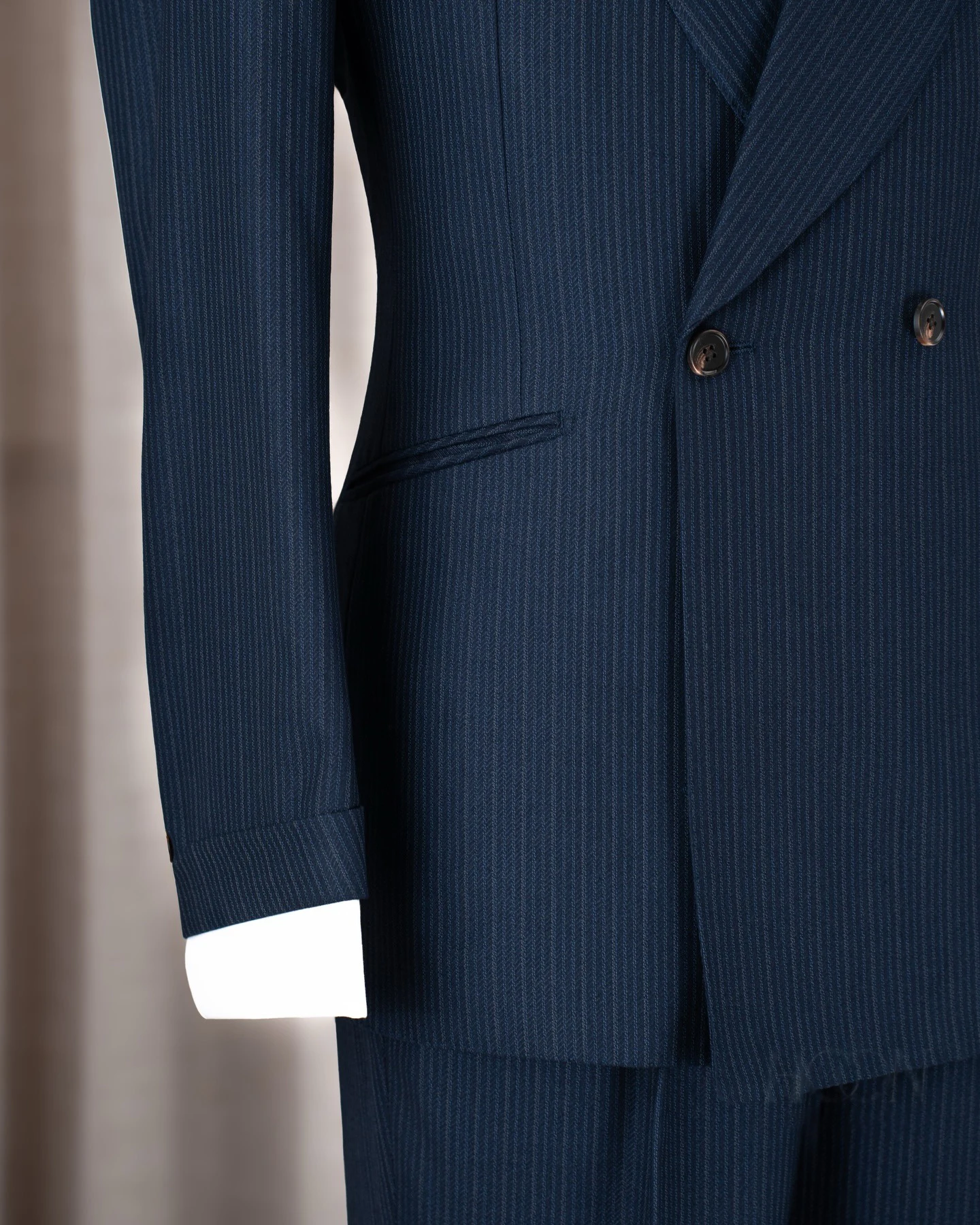 Men's Suit 2 Pieces Blazer Pants Pinstripe Single Breasted Sheer Lapel Business Slim Fit Formal Wedding Groom Costume Homm