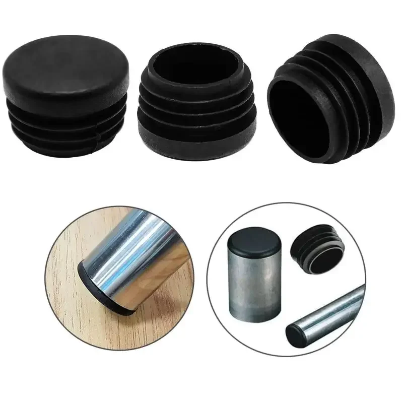 10/16Pcs Square/Round Black Plastic Inner Plug Caps,Pipe End Caps,Furniture Hole Plugs,Dust Proof Seal Cover for BoltsTubes,Rods