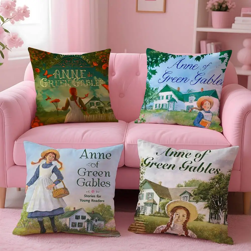 Anne Of G-Green Gables كيس وسادة نمط مطبوع كيس وسادة لغرفة المعيشة غطاء وسادة أريكة وديكور غرفة النوم