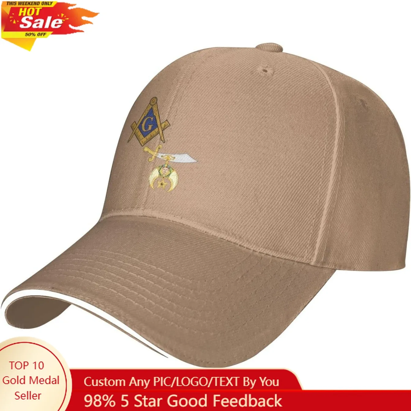 Mason Shriner Split Masonic Shrine Noble Baseball Hats for Men Women Natural Trucker Hat Sun Hats Fishing Hat Dad Hat