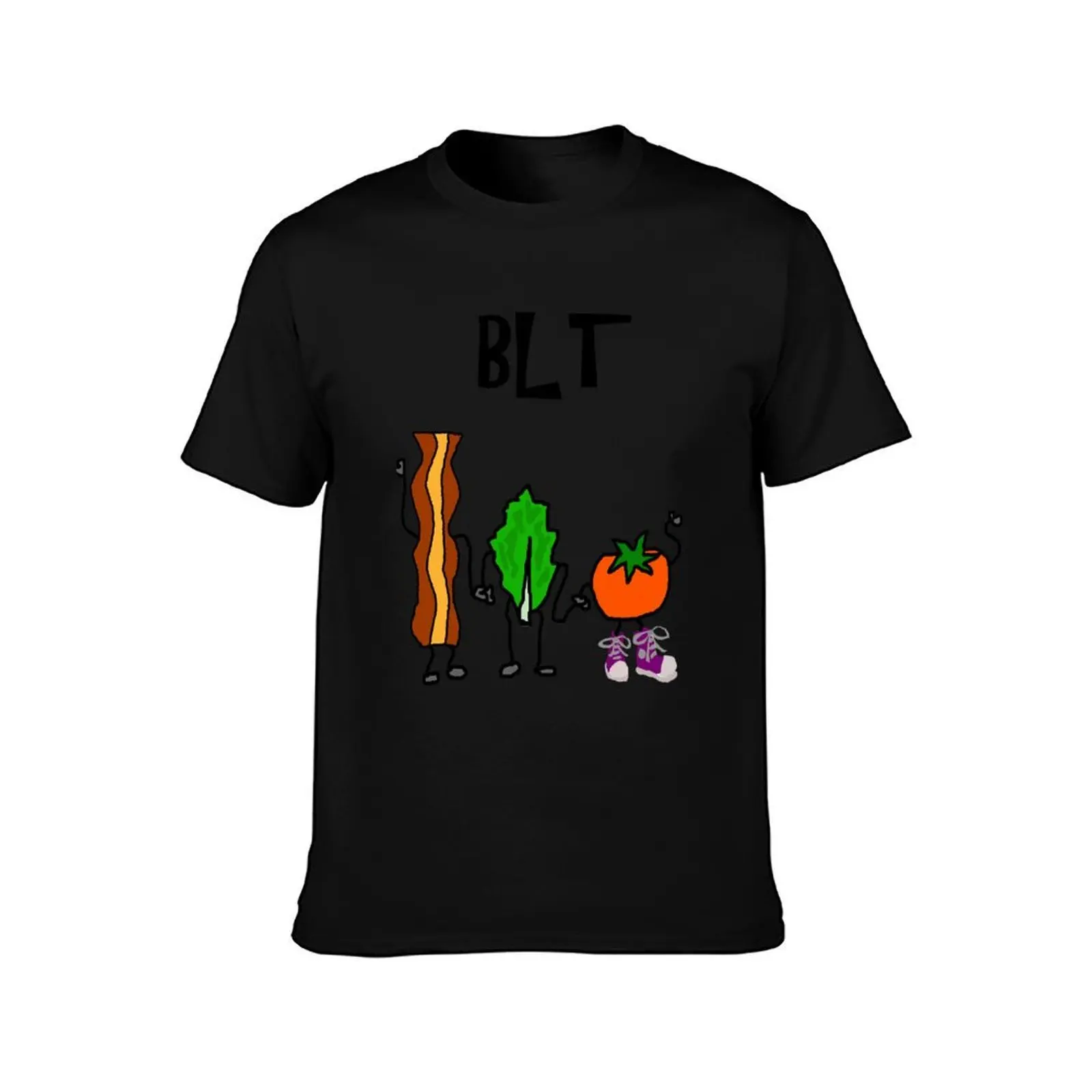 Funny Bacon, Lettuce, and Tomato Cartoon Characters T-Shirt UV Protection Outdoor Tee Shirt T-Shirt