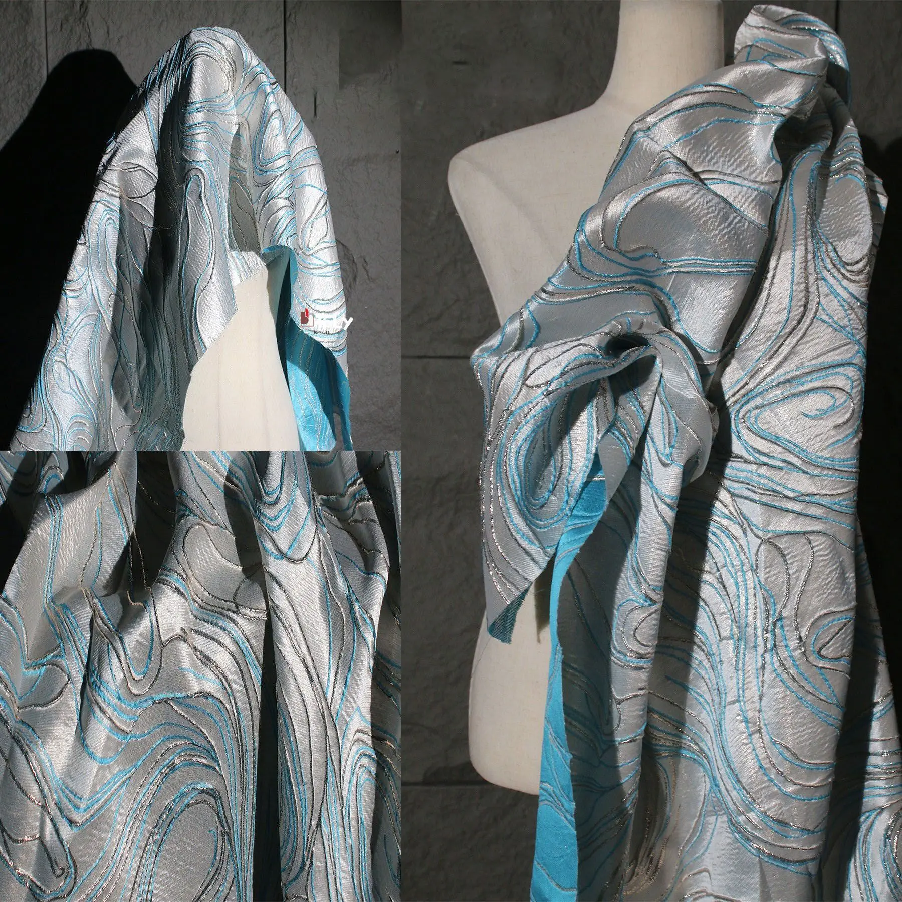 gold-blue-3d-water-stripe-jacquard-texture-fabric-luxury-creative-cloth-for-skirt-hanfu-fashion-designer-apparel-diy-material