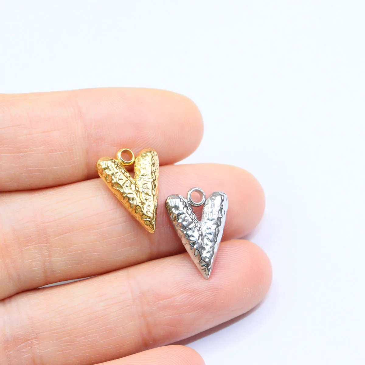 5pcs Stainless Steel Fashion Heart  Charms Pendant For Jewelry DIY Handcraft Vacuum Plate Waterproof Antiallergic