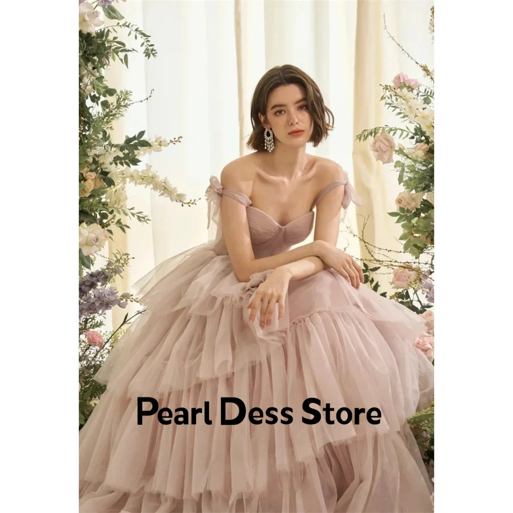 

Pearl Long Skirt Women Evening Dress Luxury 2024 Dubai Layered Elegant Party Dresses for Women Luxury Off the Shoulders Line A