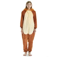 Kigurumi Adult Animal Costume Lion Onesie Plus Size Anime Brown Plush Pajamas Halloween Party Men Women Sleep Jumpsuits Pyjamas - Image 3