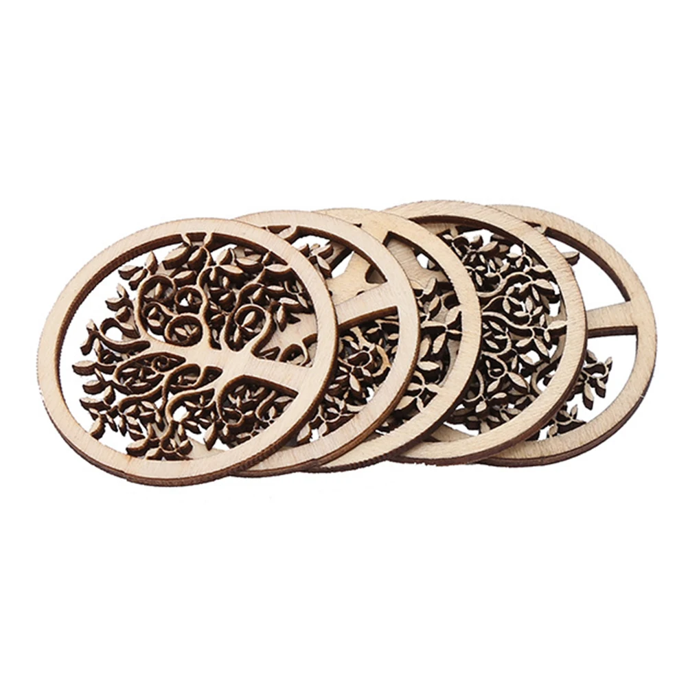 

10pcs Circle Wood Ornaments Round Bamboo Tree Slice DIY Crafts Material Wooden Pieces Perfect for Embellishments Scrapbooking