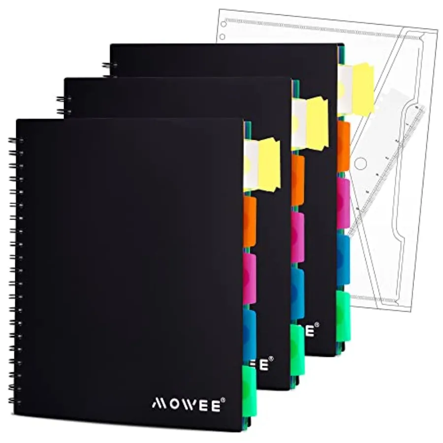 

Spiral Notebook - 5 Subject Notebook, College Ruled Notebook With Dividers Pocket, Tabs Label