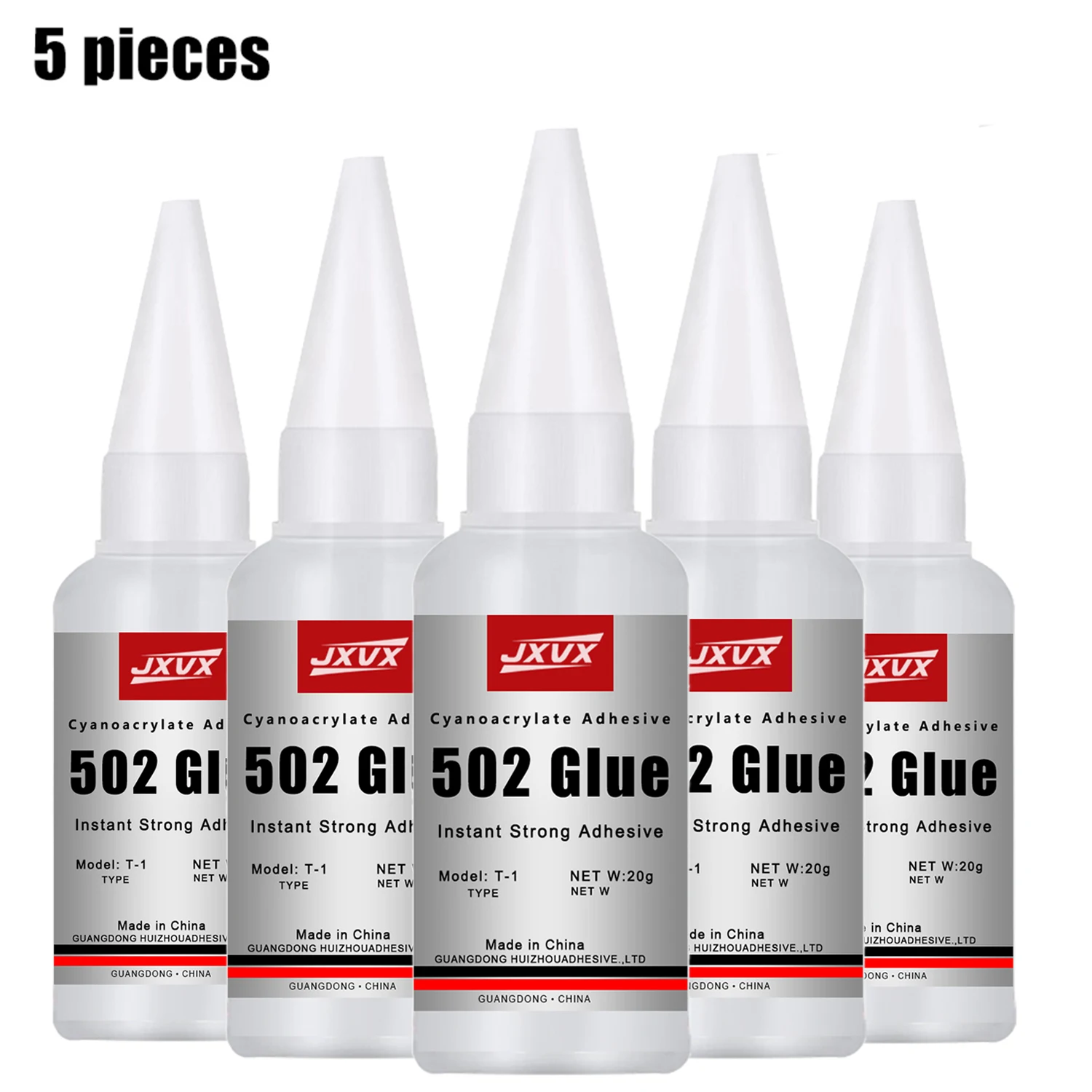 JXVX 1-5pcs 502 superslank, onmiddellijk droogdroog cyanoakrylaat, leer, rubber, hout, metaal, sterk gebonden vloeibare lijm gereedschap