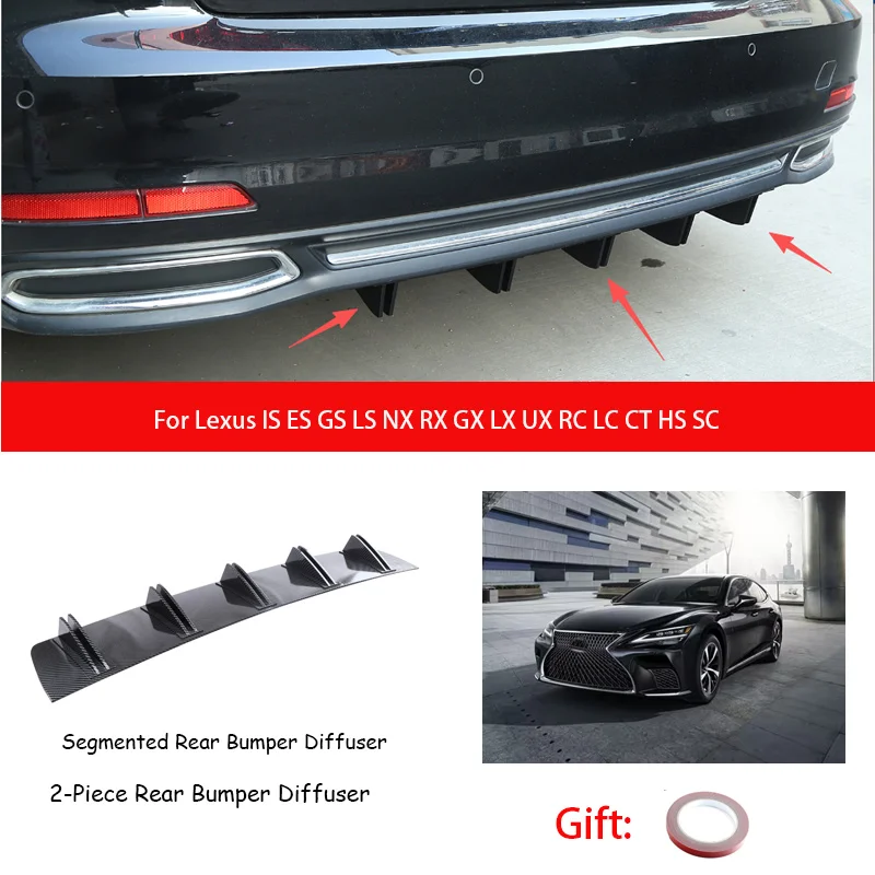 ABS Rear Bumper Lip Diffuser Shark Fin Anti-collision For Lexus IS ES GS LS NX RX GX LX UX RC LC CT HS SC