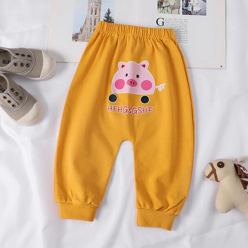 0-4Y Infant Boys Girls Pants Cotton Cartoon Baby Boys Pants Autumn Soft Big PP Baby Boys Loose Trousers