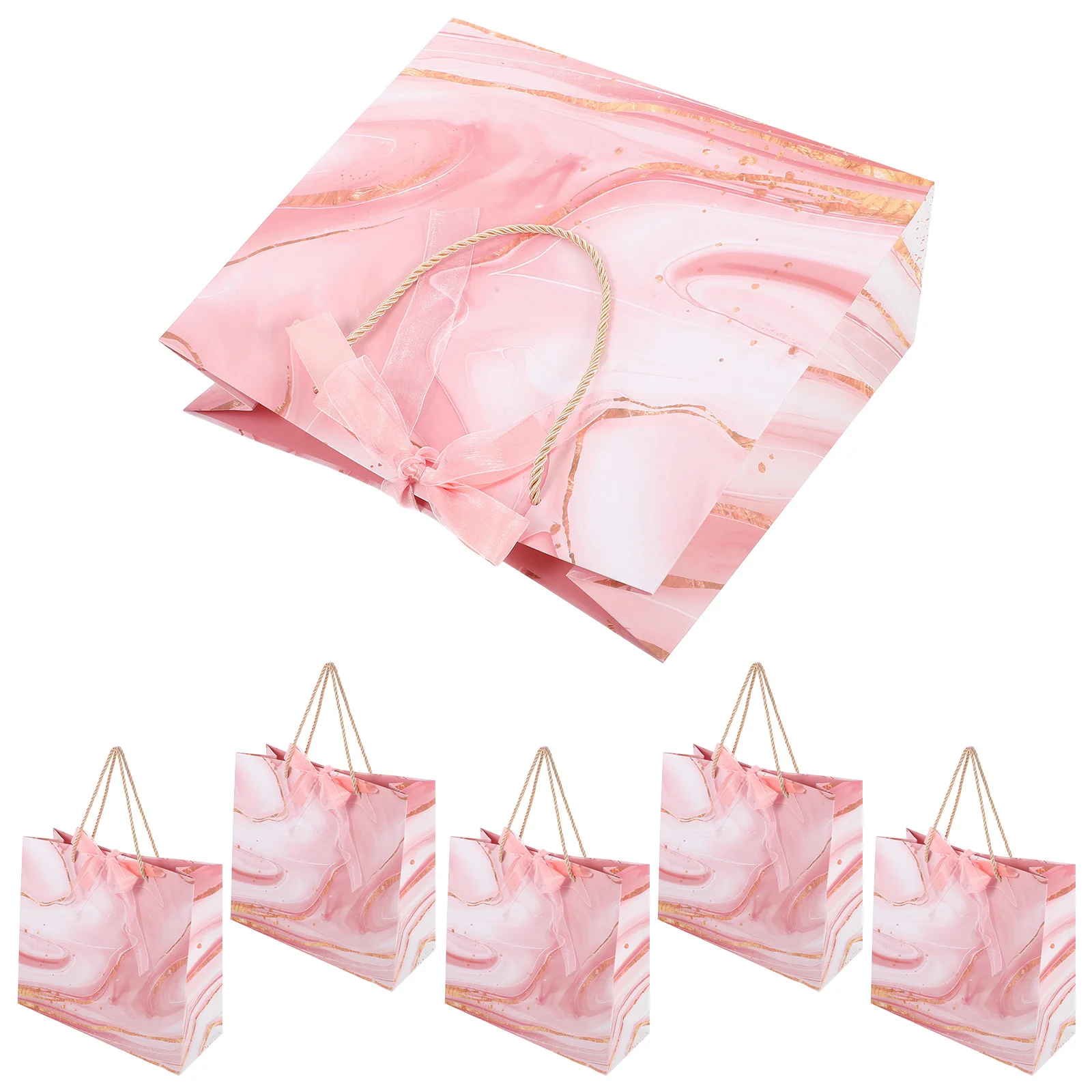 

6Pcs Marble Print Gift Bags with Bow Ribbon Large Capacity Thickened Portable Present Bag for Holidays Graduation Christmas