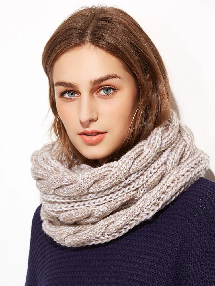 Women's Chunky Knitted Snood Scarf Colorful Soft Warm Circle Ring Loop Foulard Unisex Winter Fashion Accessory